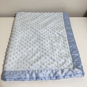 Carter's Simple Joys Blue Minky Dot Baby Blanket Lovey Lovie Blankie Satin Trim